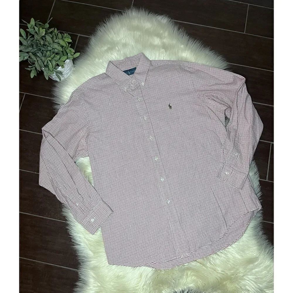 Ralph Lauren cranberry and brown stripped button down longsleeved sz XL